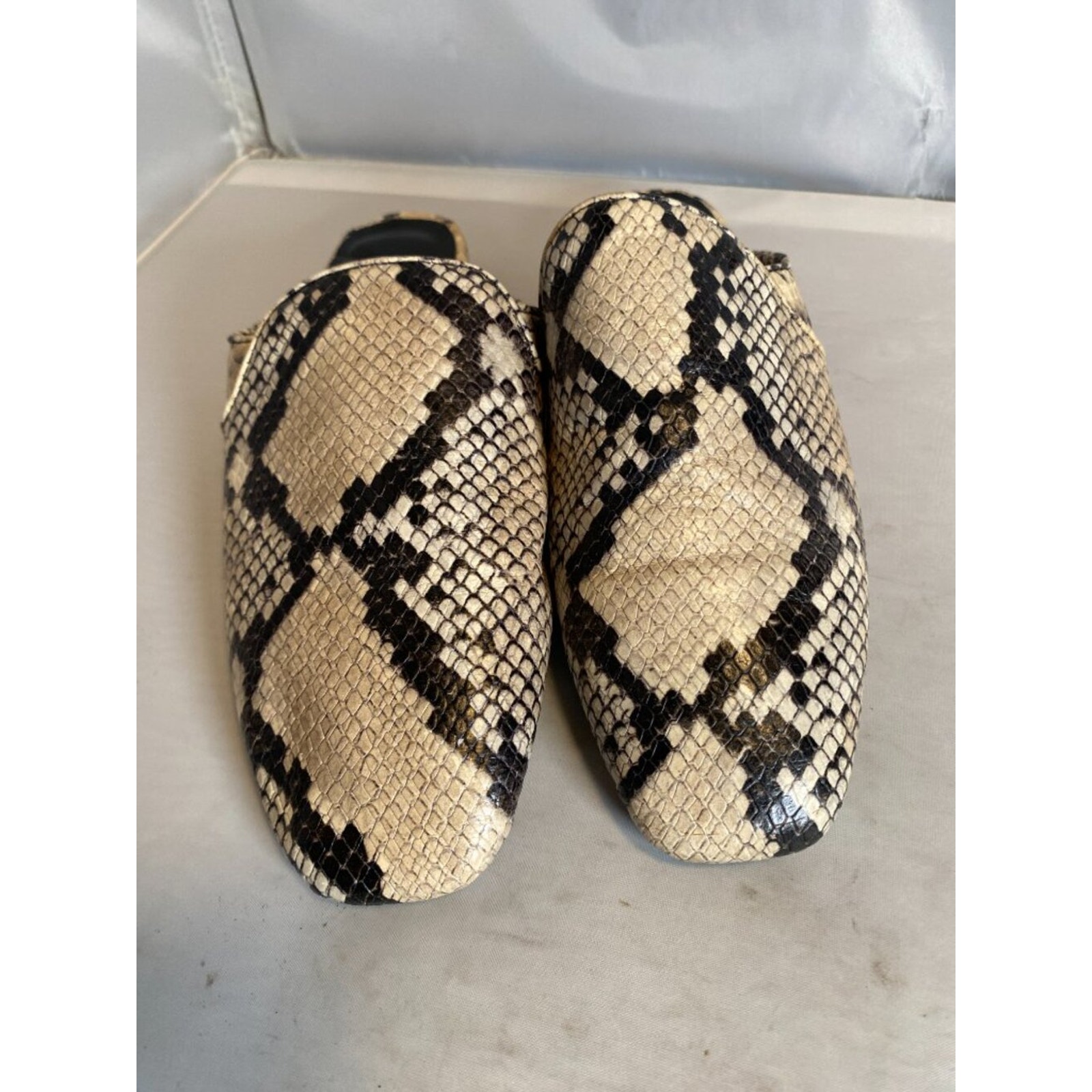 Aquatalia Python-Print Leather Flat Mules 8 — image 3 of 4